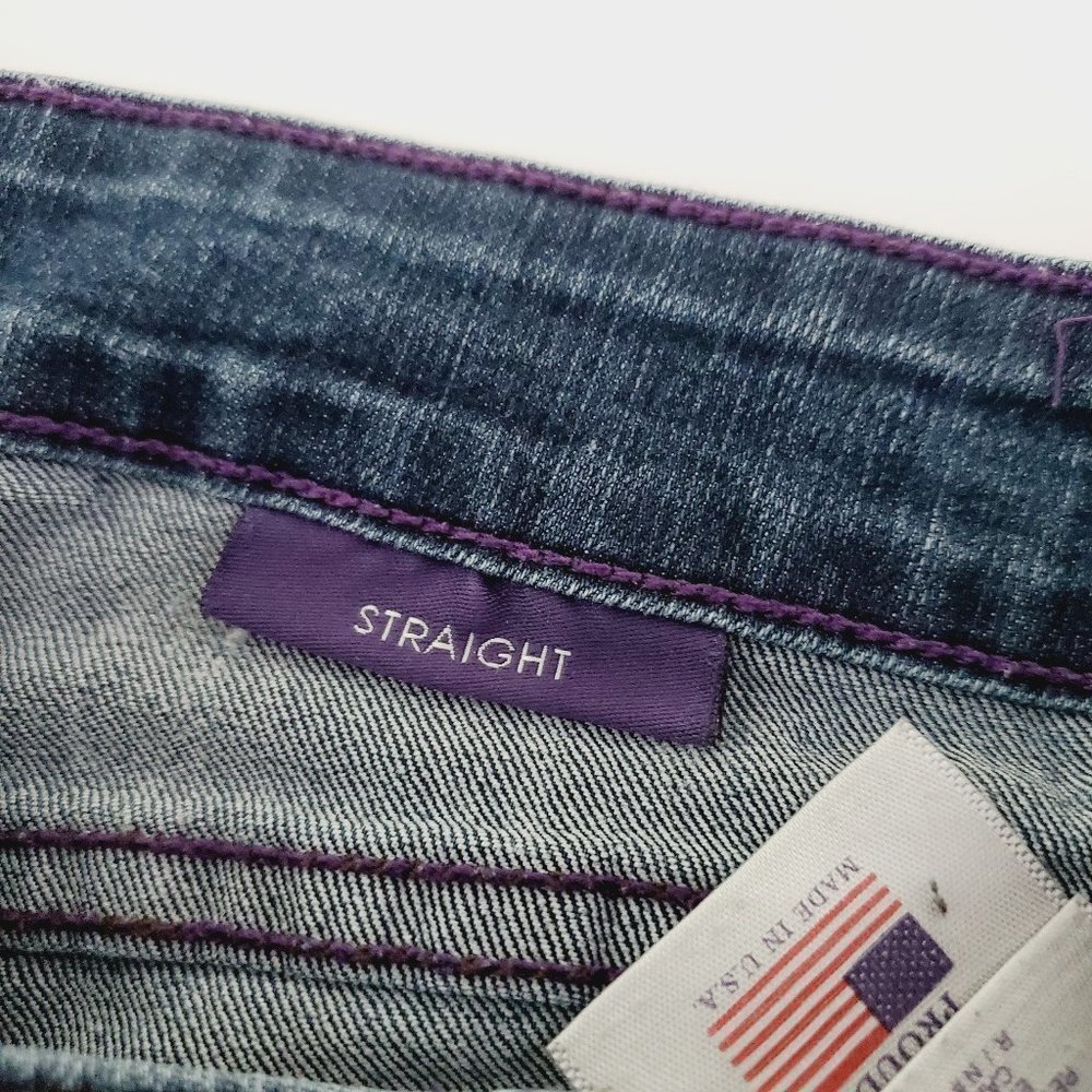 NYDJ Blue Classic Straight Leg Mid Rise Jeans - Picture 8 of 12